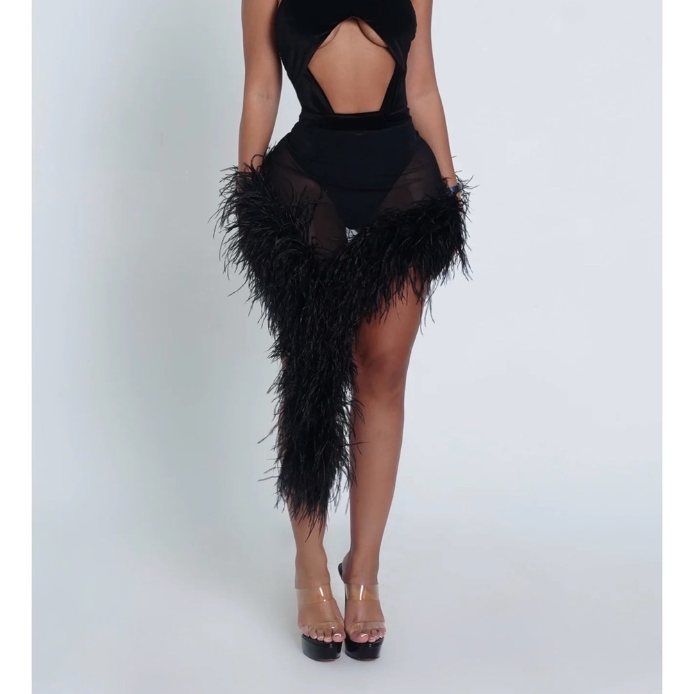 Autty Simone Black Feathered Dress